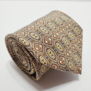 Brooks Brothers Brown Geometric Pattern Men's Silk Blend Necktie 59x3.75"